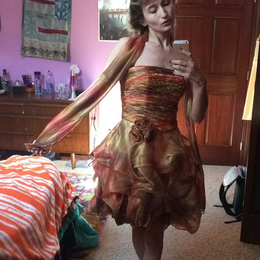 Orange and Gold Formal Dress